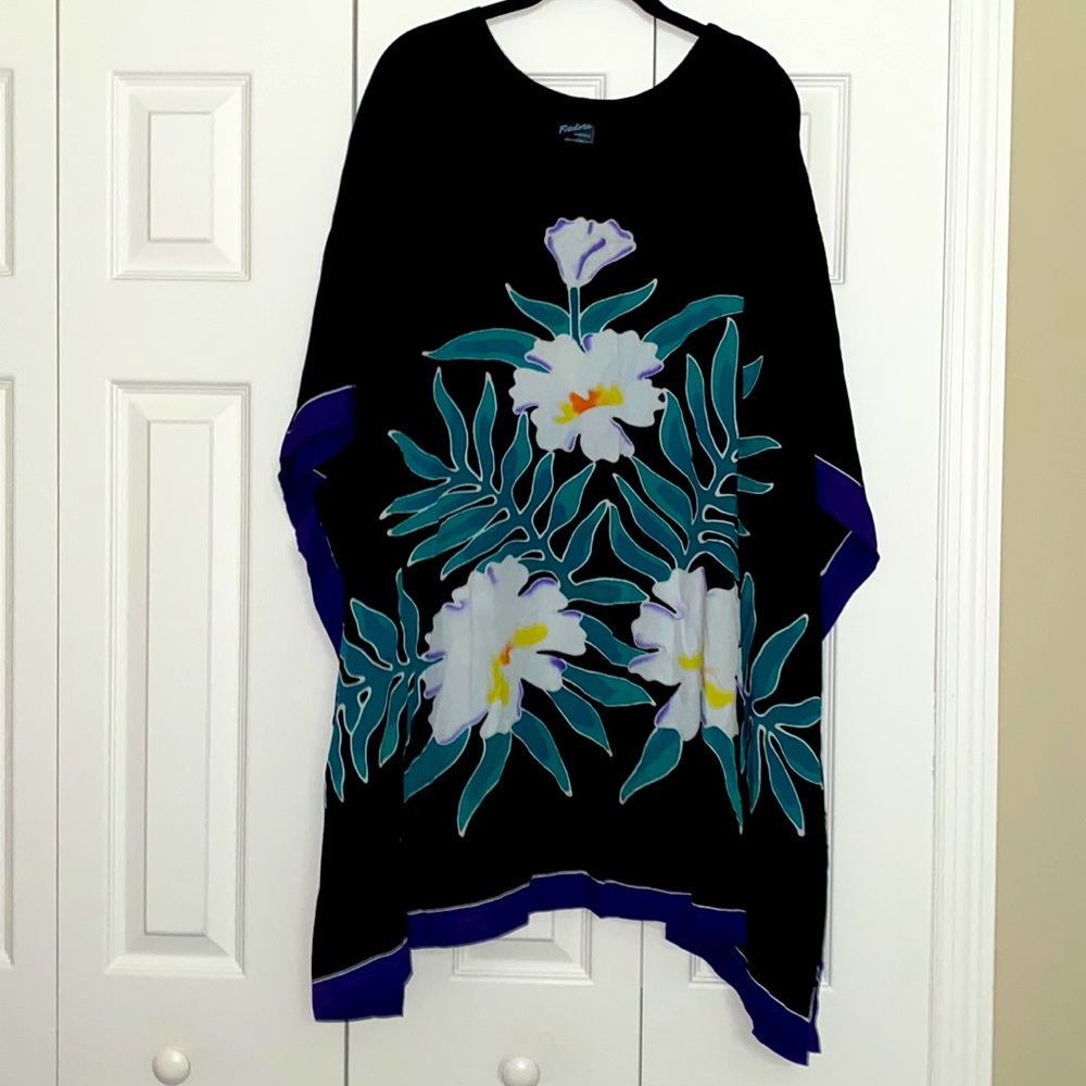 Flower Swimsuit Cover up with Silky Feel 2X